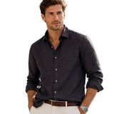 Chemise pour homme Meadowfall en lin, coupe décontractée, avec boutons