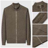 Jean-Claude | Gilet zippé vert olive à torsades