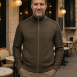 Jean-Claude | Gilet zippé vert olive à torsades