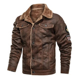 Veste en Cuir Élégante et Chaude avec Fleece