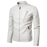 Veste en Cuir Élégante avec Col Montant