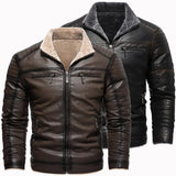 Veste en Cuir avec Doublure en Fleece Rétro