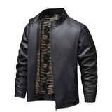 Veste en Cuir avec Doublure en Fleece Vintage
