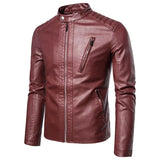 Veste en Cuir Élégante avec Col Montant