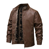 Veste en Cuir avec Doublure en Fleece Vintage