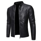 Veste en Cuir avec Col Montant