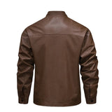 Veste en Cuir avec Doublure en Fleece Vintage