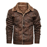 Veste en Cuir Élégante et Chaude avec Fleece