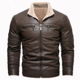 Veste en Cuir avec Doublure en Fleece Rétro