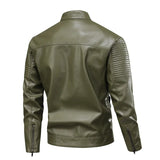 Veste en Cuir avec de Nombreuses Poches