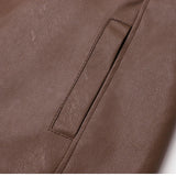 Veste en Cuir avec Doublure en Fleece Vintage