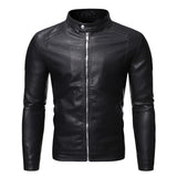 Veste en Cuir avec Col Montant