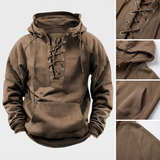 Yves | Sweat à capuche marron col lacé
