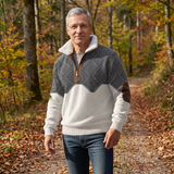 Gilles | Pull en maille gris et blanc col camionneur
