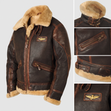 Gilbert | Blouson aviateur marron col sherpa