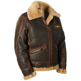 Gilbert | Blouson aviateur marron col sherpa