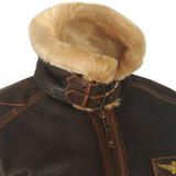 Gilbert | Blouson aviateur marron col sherpa