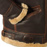 Gilbert | Blouson aviateur marron col sherpa