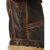 Gilbert | Blouson aviateur marron col sherpa