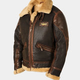 Gilbert | Blouson aviateur marron col sherpa