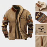 Laurent | Veste polaire beige à manches motifs