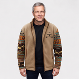 Laurent | Veste polaire beige à manches motifs