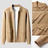 Jean-Luc | Gilet en maille camel boutonné col chemise