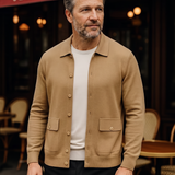 Jean-Luc | Gilet en maille camel boutonné col chemise