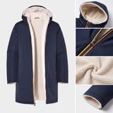 Bruno | Manteau long bleu marine doublé sherpa