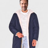 Bruno | Manteau long bleu marine doublé sherpa