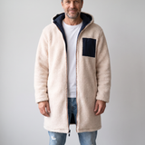 Bruno | Manteau long bleu marine doublé sherpa