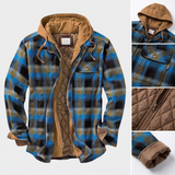 Marc | Veste à capuche à carreaux bleus