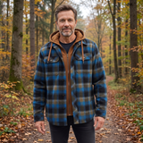 Marc | Veste à capuche à carreaux bleus
