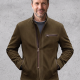 Christophe | Veste effet daim vert olive col montant