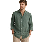 Chemise pour homme Meadowfall en lin, coupe décontractée, avec boutons