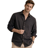 Chemise pour homme Meadowfall en lin, coupe décontractée, avec boutons