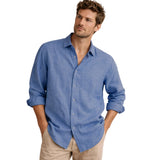 Chemise pour homme Meadowfall en lin, coupe décontractée, avec boutons