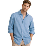 Chemise pour homme Meadowfall en lin, coupe décontractée, avec boutons