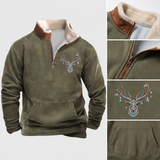 Didier | Sweat vert olive motif cerf