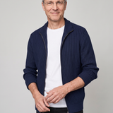 Jean-Pierre | Gilet zippé côtelé bleu marine