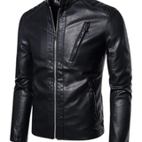Veste en Cuir Élégante avec Col Montant