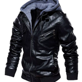 Veste en cuir avec capuche
