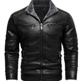 Veste en Cuir avec Doublure en Fleece Rétro