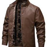 Veste en Cuir avec Doublure en Fleece Vintage