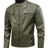 Veste en Cuir avec de Nombreuses Poches