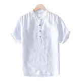 Chemise à manches courtes en coton et lin