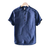 Chemise à manches courtes en coton et lin