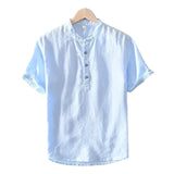 Chemise à manches courtes en coton et lin