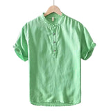 Chemise à manches courtes en coton et lin