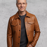 Émile | Veste trucker effet cuir cognac